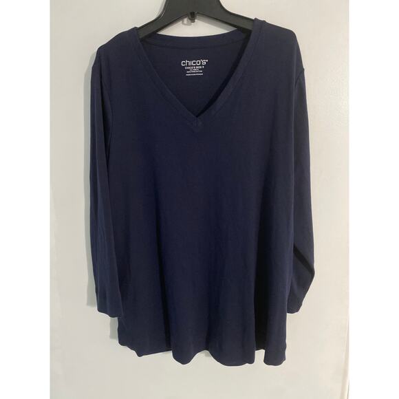 Chico’s t shirt women’s size 3 (XL) navy blue Pima cotton basic minimalist comfy - Picture 1 of 4